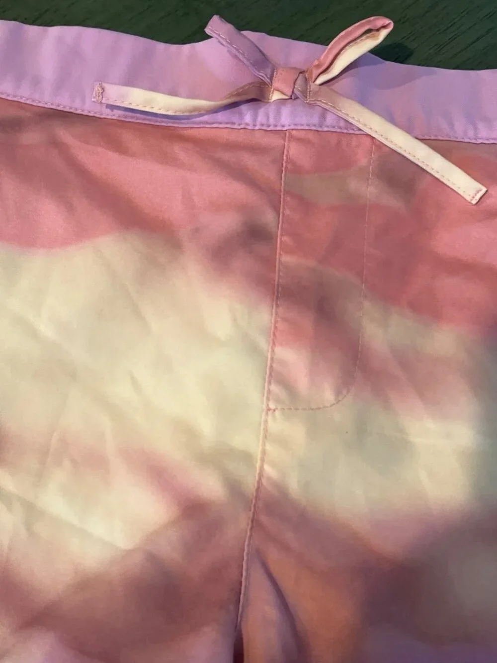 Columbia Girls Pink & Orange Tie-Dye Swim Shorts L 14/16 With Drawstring Waist